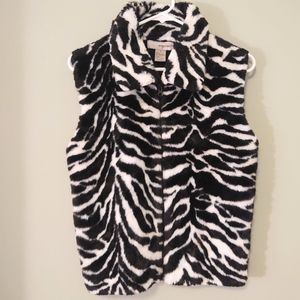 DESIGNERS ORIGINALS STUDIO Black White Zebra Print Faux Fur Vest Size Small